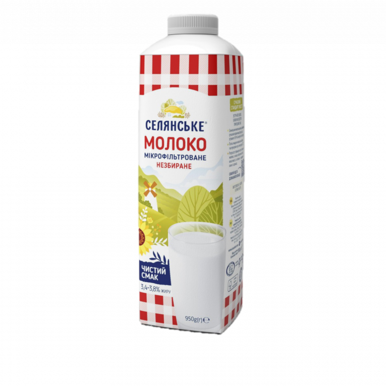 Pasteurized microfiltered whole milk «Selianske», 950 g
