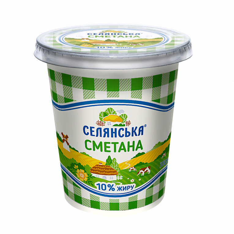 Сметана, ТМ «Селянська», 10 % жира, 300 г