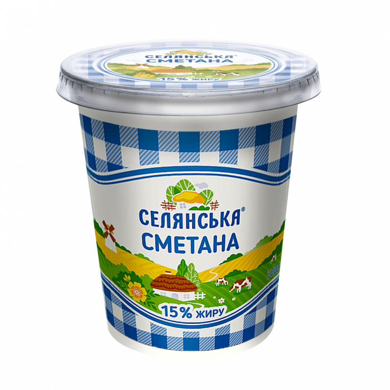 Сметана 15% жиру, 300г | ТМ «Селянське»