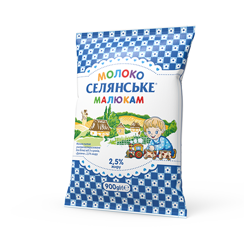 milk for baby foods from 3-e years 2,5 % fat, «Selianske» «Malyukam», 900 g