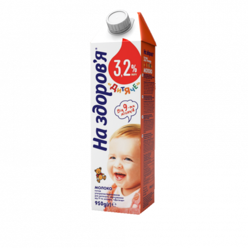 milk for baby foods from 9-th month 3,2 % fat, «Na zdorovie», 950 g