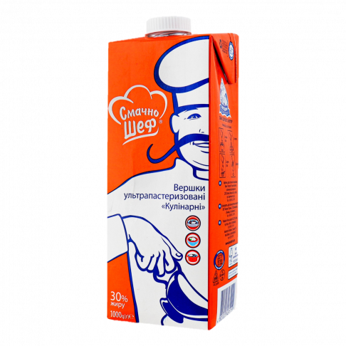 Сливки ТМ «Смачно шеф», 30 % жира, 1000 г