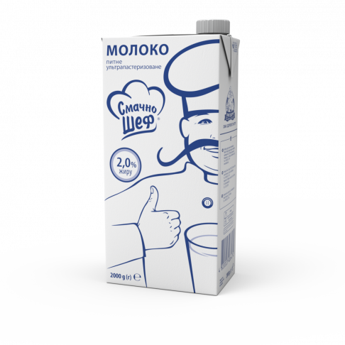 milk, 2 % fat, «Smachno Shef», 2000 g