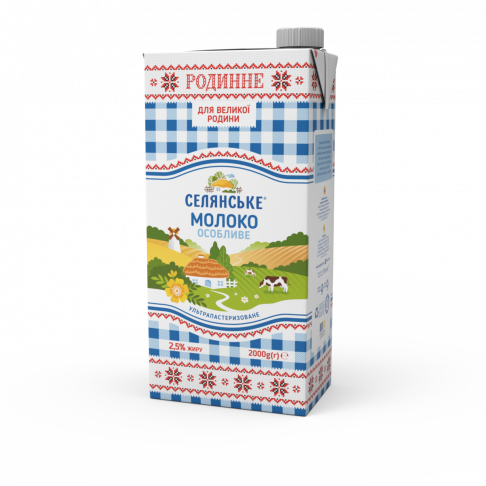 Молоко ТМ «Селянське» «Родинне», 2,5 % жиру, 2000 г